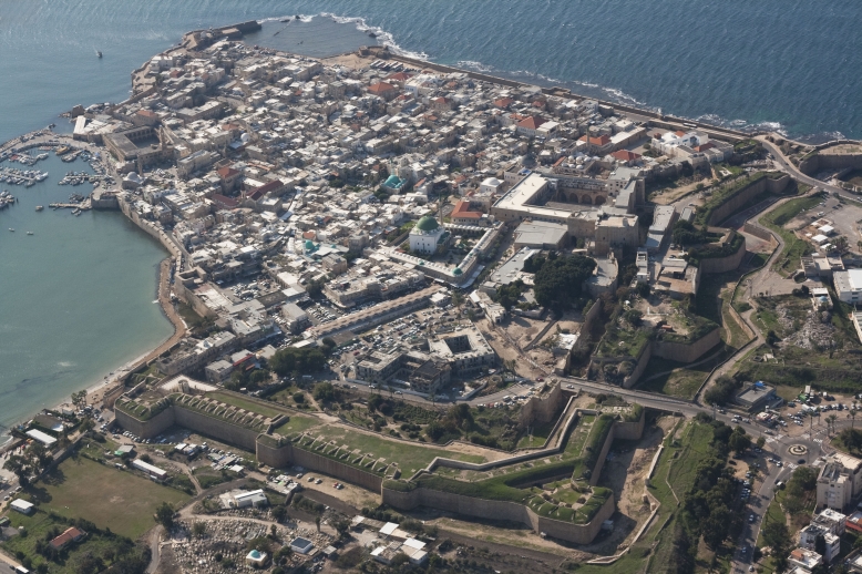 Old Acre near Haifa in a flight in Israel